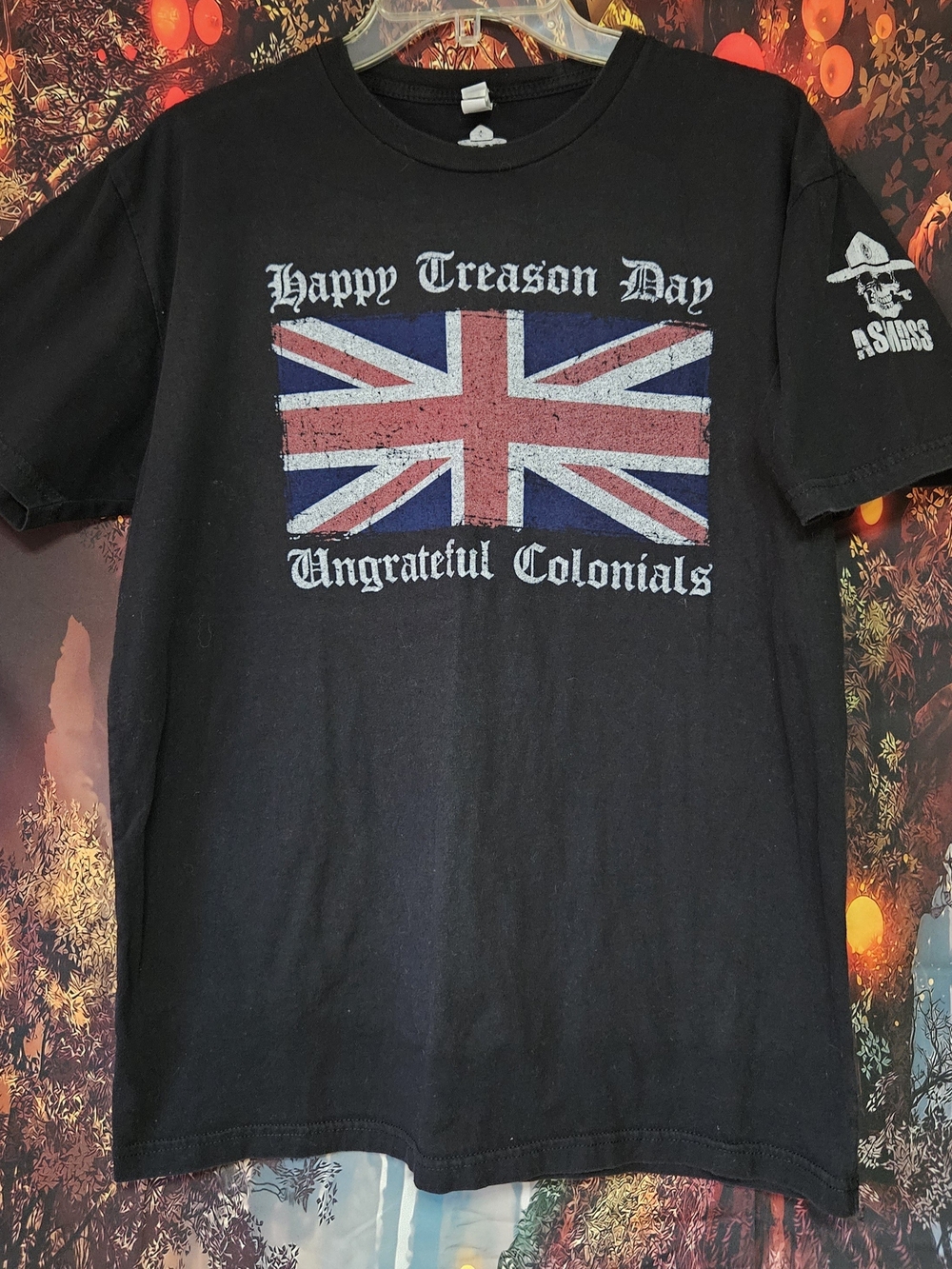 ASMDSS Black Short-Sleeve Tee with Distressed Union Jack Graphic